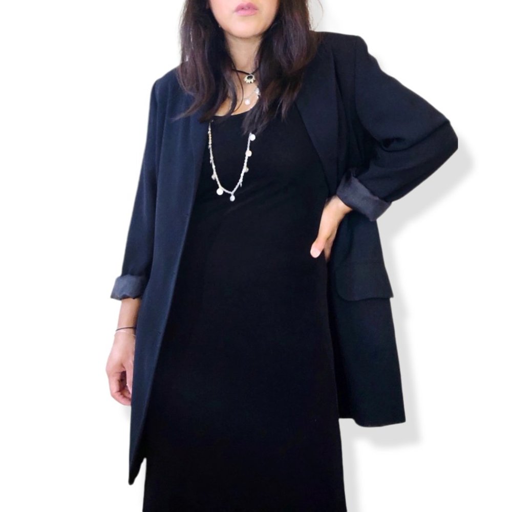 Biya by Johnny Was vintage made in the USA black long-line oversized jacket